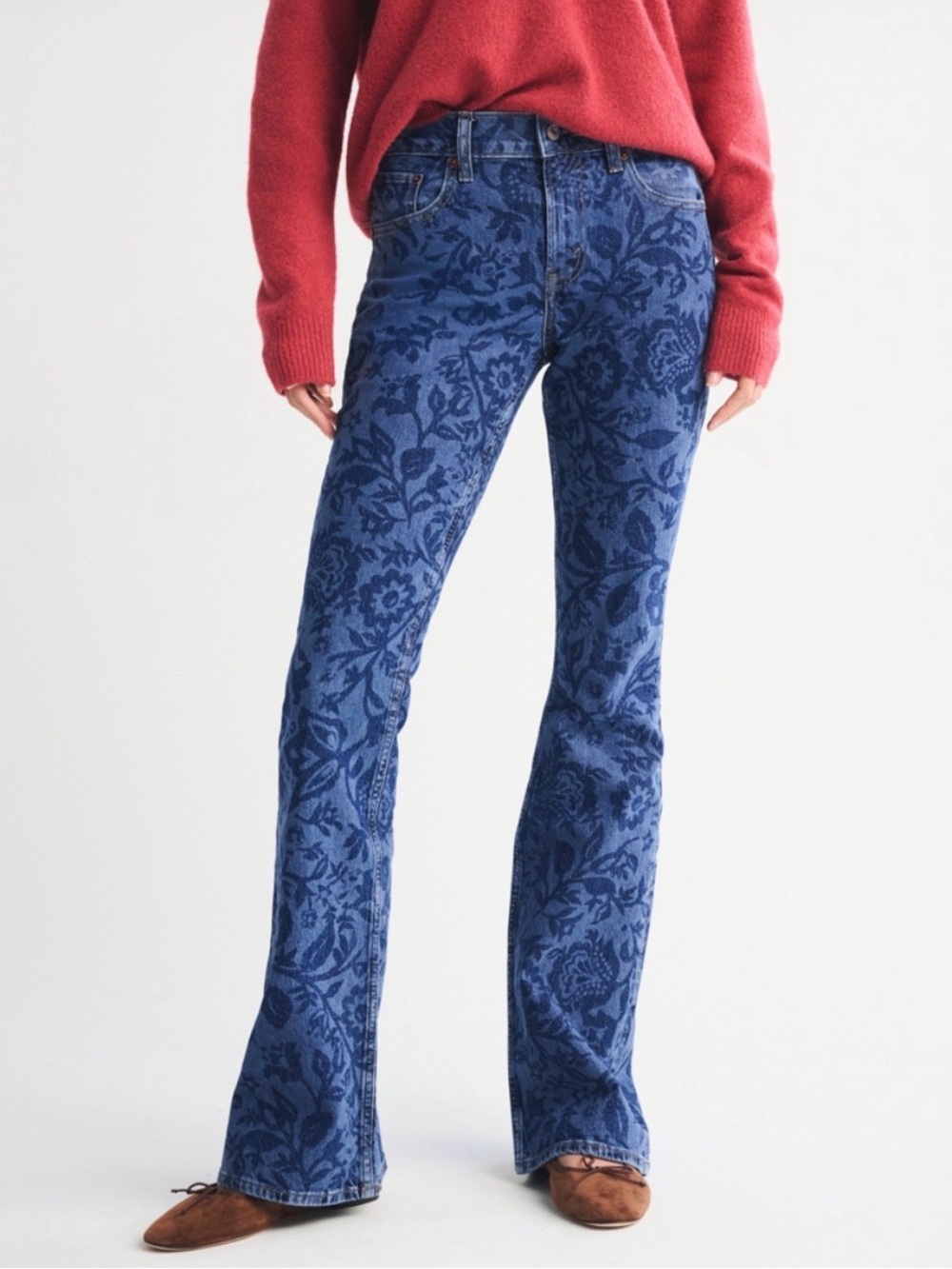 Abercrombie & Fitch Blue Floral Boot-Cut Jeans NWOT - Picture 4 of 7